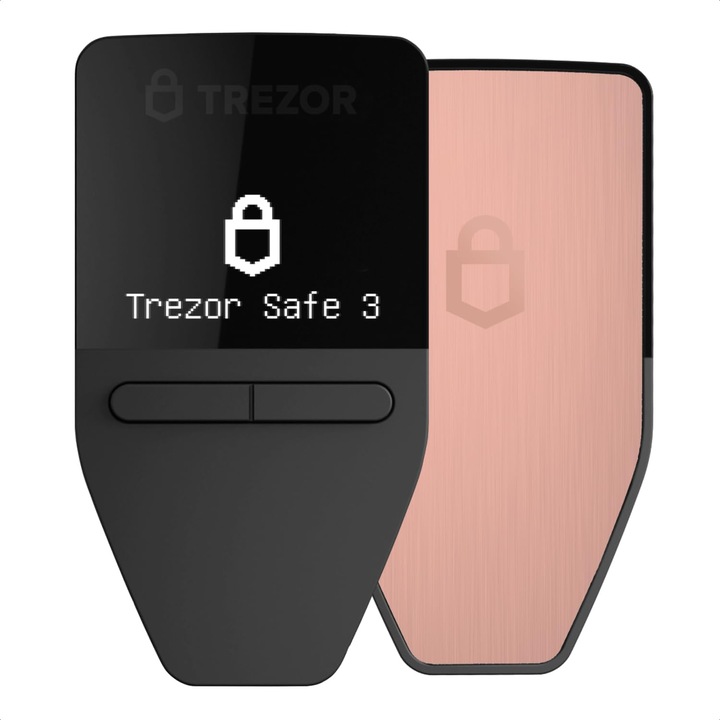 Trezor Safe 3 Hardveres Pénztárca Kriptovalutákhoz, Biztonságos Digitális Pénztárca Bitcoin, Ethereum és Más Kriptovaluták Számára, Fejlett Biztonság, USB-C Csatlakozás, Rózsaszín