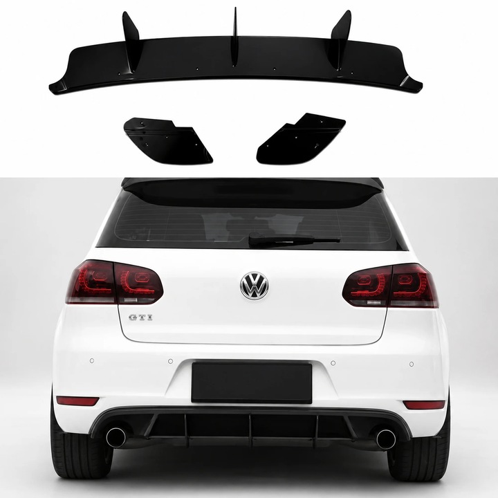 Hátsó lökhárító diffúzor VW Golf 6 GTI 2008–2013 Blade Design, fényes fekete ABS