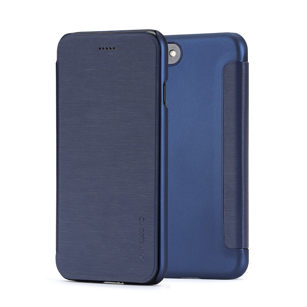 Husa Meleovo Smart Flip pentru iPhone 8 Plus, Albastru
