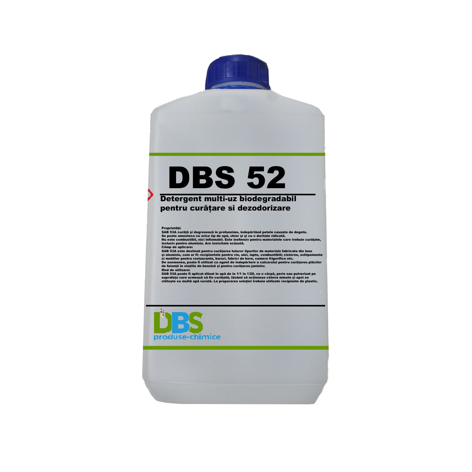 Detergent profesional superconcentrat DBS 52 multi-uz biodegradabil pentru curatare si dezodorizare, 1 L