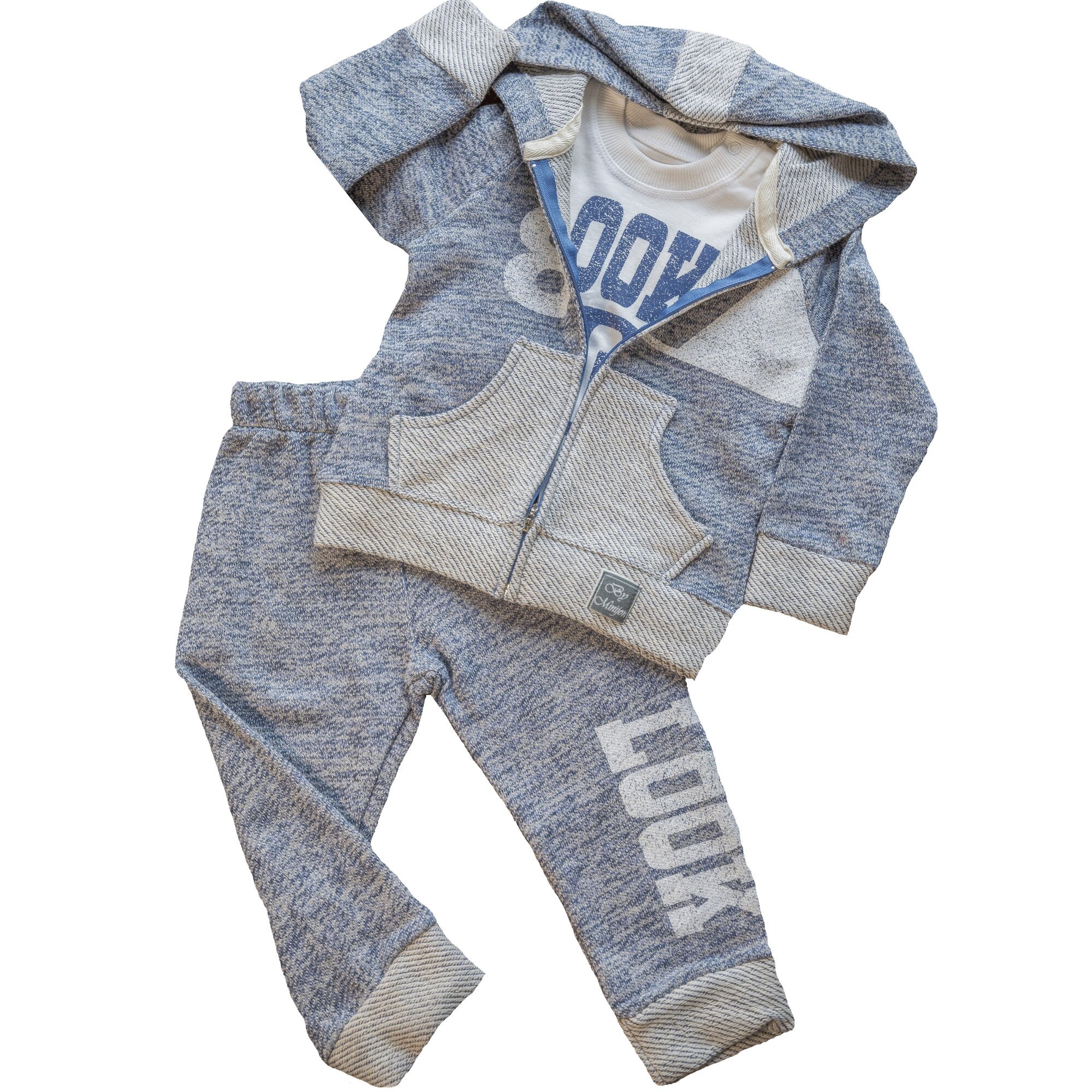 Trening baieti 3 piese, bumbac gros, model pipit, marime 6 luni