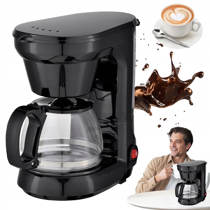 Expresor de cafea, 750 ml, negru, 650W, design ergonomic