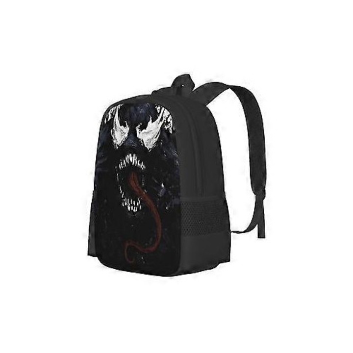 Rucsac in Oxford 600D (poliester) cu imprimeu Venom, compartiment pentru laptop 15 inch, front PU anti-stropire, buzunare laterale, bretele late respirabile, negru, FRU-CJK0424-260824-1315