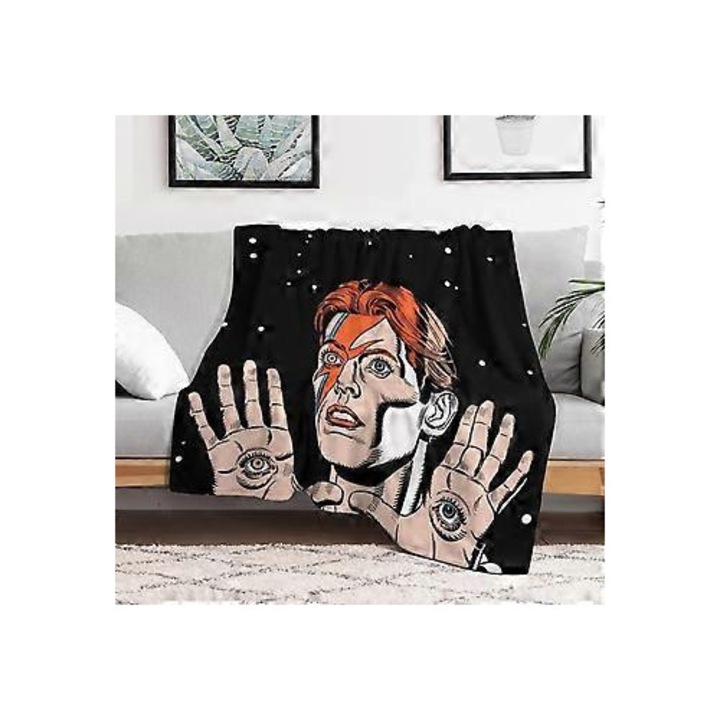 Декоративно одеяло David Bowie, супер мек фланел против натрупване на влакна с принт, многоцветно, 125x100 / 150x125 / 200x150 см