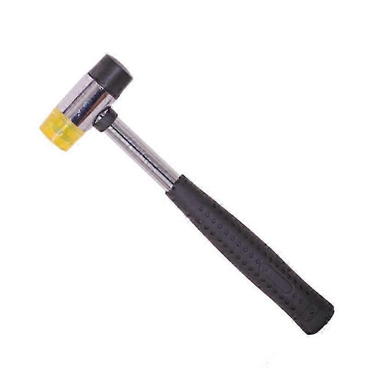 Ciocan pentru bijuterii din otel, capete din cauciuc si plastic schimbabile, negru/galben, 21 cm
