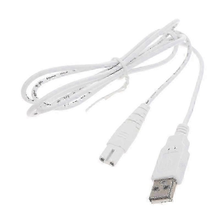Кабел за зареждане USB A към 2-пинов конектор за орален иригатор HF-5/HF-9/HF-6, бял, външен диаметър на кабела 3.0 мм