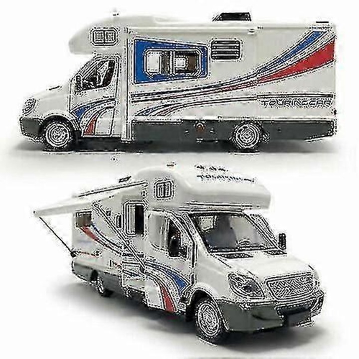 Modell autó lakóautó 1:32 FU-K027620260821-625, fém öntvény (diecast) ABS alkatrészekkel, pull-back funkció, fények és hang, nyitható első és oldalsó ajtók, fehér, 20.5 x 6.4 x 8.7 cm