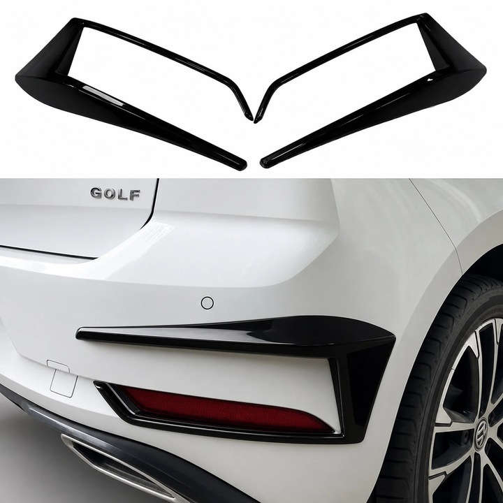 Hátsó lámpa díszítő készlet VW Golf 7.5 R-Line / GTI, fényes fekete ABS