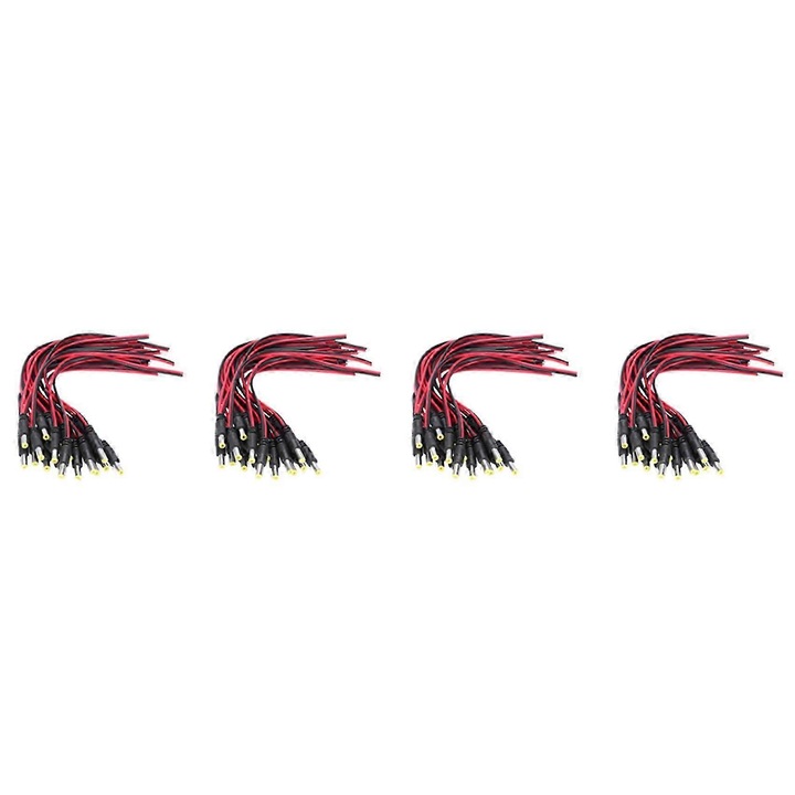 Захранващ пигтейл кабел DC 5.5×2.1 mm FU-K0276-20260822-935, мъжки куплунг, PVC, червен/черен, 80 бр., 190 mm