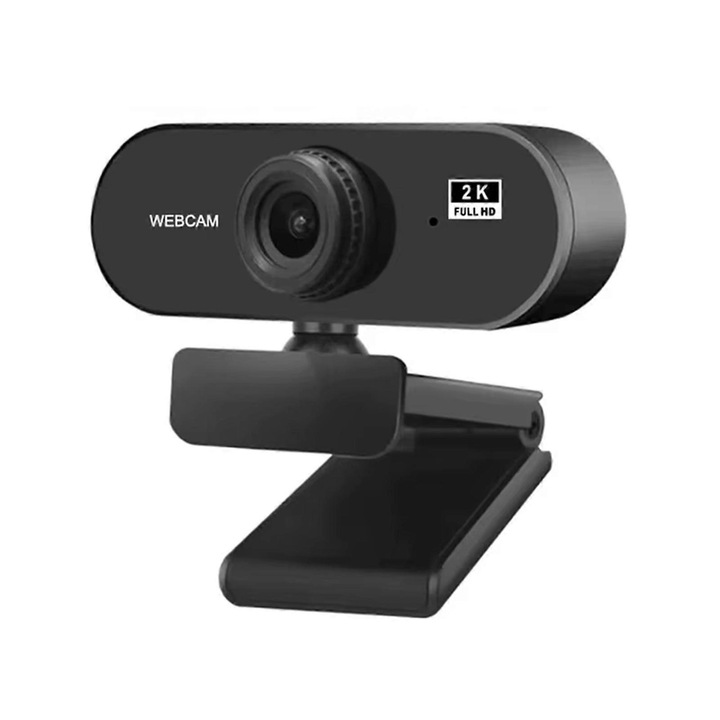 Уебкамера FU-K0276-20260822-1956, 2K Full HD с автофокус, вграден микрофон с шумопотискане, широкоъгълен обектив, USB, черна