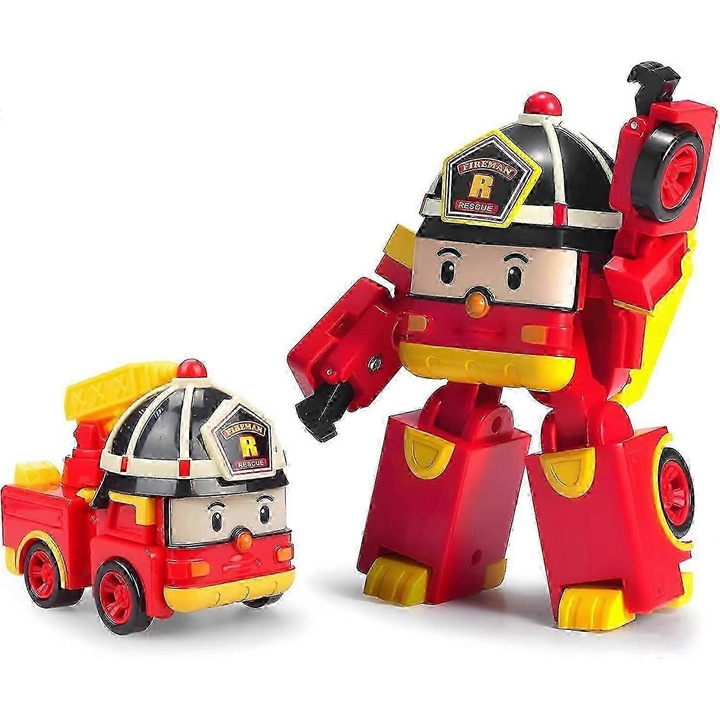 Robocar Poli Roy átalakítható játék, 2 az 1-ben autó-robot, piros/sárga