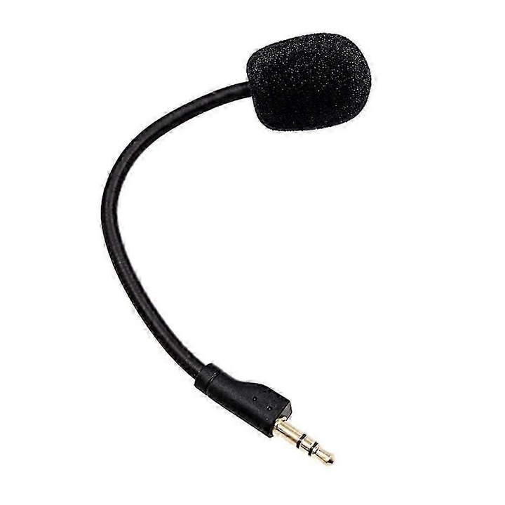 Csere mikrofon Logitech G PRO/G PRO X-hez, FU-K027620260821-474, 3,5 mm jack, 16 cm flexibilis kar, fekete, habszivacs szélfogóval