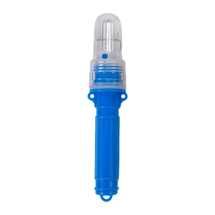 LED сигнална лампа за лодки, модел FU-K0276-20260822-1082, автоматично затъмняване при мъгла, пластмасов корпус, син, 19 см, захранване 2xAA