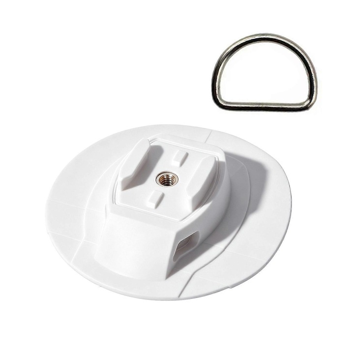 Ragasztótalp akciókamera rögzítéséhez FU-K027620260821-4184, PVC fém menettel, D-gyűrűvel, fehér, 1 db