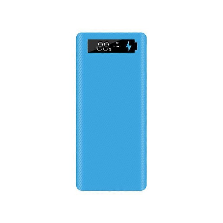 Carcasa pentru 8 acumulatori 18650 FU-K0276-20260822-4219, fara celule, carcasa ABS cu fereastra de afisaj, albastru, 17,2 x 7,9 x 2,3 cm