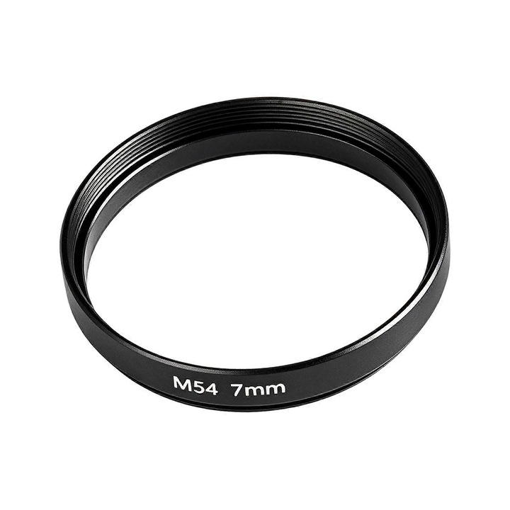 Удължителна тръба за телескоп M54 x0.75, дистанционер 7 мм, анодизиран алуминий, черен