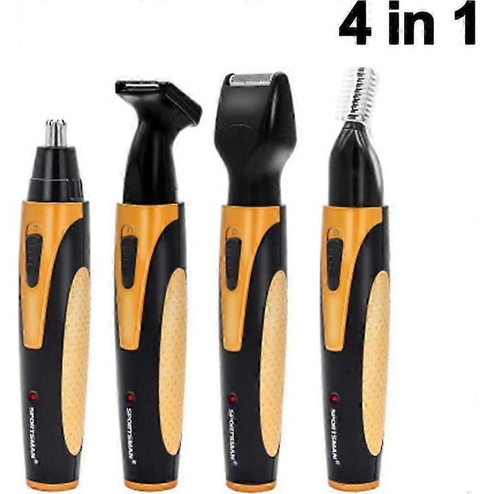 4 az 1-ben orr-, fül-, szemöldök- és szakállvágó FU-K027620260821-5066, USB-ről tölthető, rozsdamentes acél pengék, mosható fejek, 400 mAh NiMH akkumulátor, 3W, 5 óra töltési idő, arany/fekete