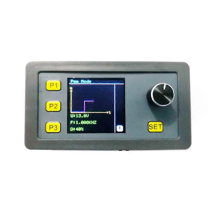 FU-K027620260821-6807 jelgenerátor modul, PWM/impulzus/forrás/szinusz üzemmódok, 0-10V feszültség / 0-20mA áram kimenet, DC 7-24V tápellátás, PWM frekvencia 1Hz-150kHz / szinusz 1-1000Hz, max. 30mA kimenet, szürke-fekete