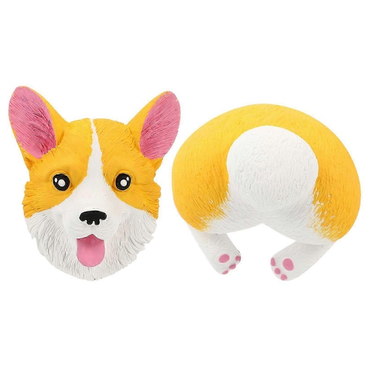 2 db Corgi alakú, klipszes autóillatosító szett, gipsz, többszínű, kb. 6 x 5.7 x 5.5 cm