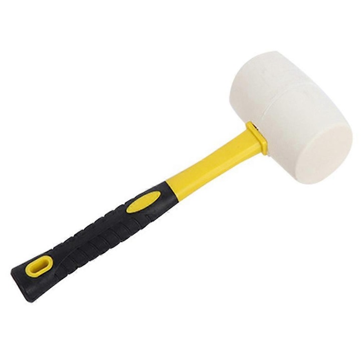Ciocan din cauciuc FU-K0276-20260823-2906, cap alb din cauciuc, maner cu priza anti-alunecare, multicolor