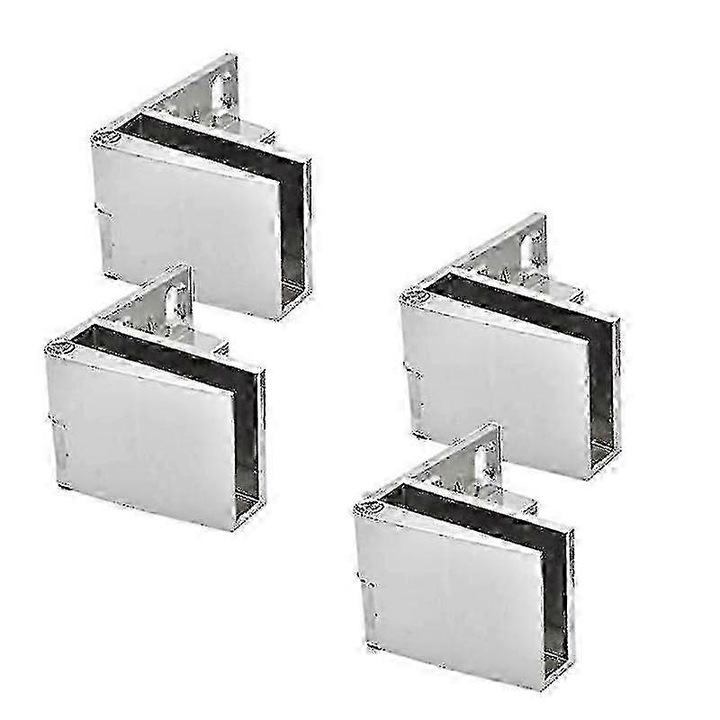 4 db zsanérkészlet üvegajtókhoz FU-K027620260821-8022, 3–5 mm üvegvastagsághoz, cinkötvözet, ezüst, tömítésekkel és csavarokkal