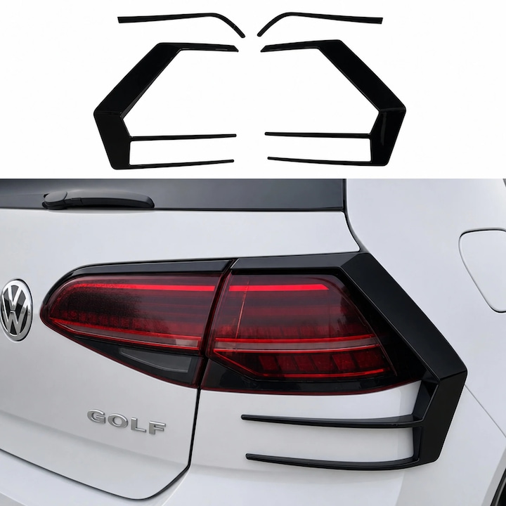 Hátsó lámpa díszítő készlet VW Golf 7.5 R-Line / GTI 2017–2020, fényes fekete ABS