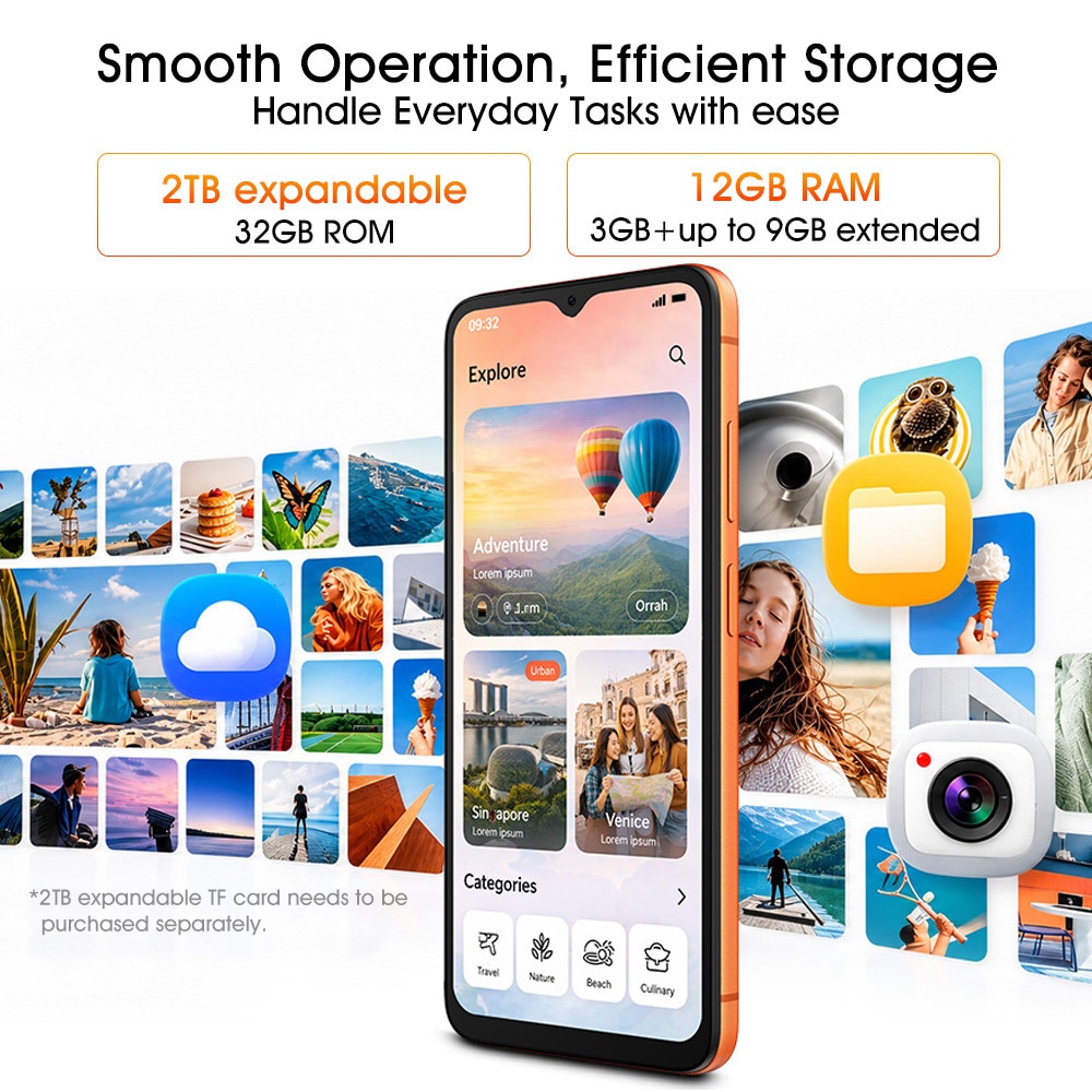 Telefon DOOGEE Note57 Lite Android 16, 6,56 inch 90Hz, 3GB+9GB Memorie Extensibila, 32GB ROM, Camera 13MP, Baterie 6150mAh, Telefon Mobil Dual SIM Deblocat, Face ID, Jack 3.5mm, Argintiu