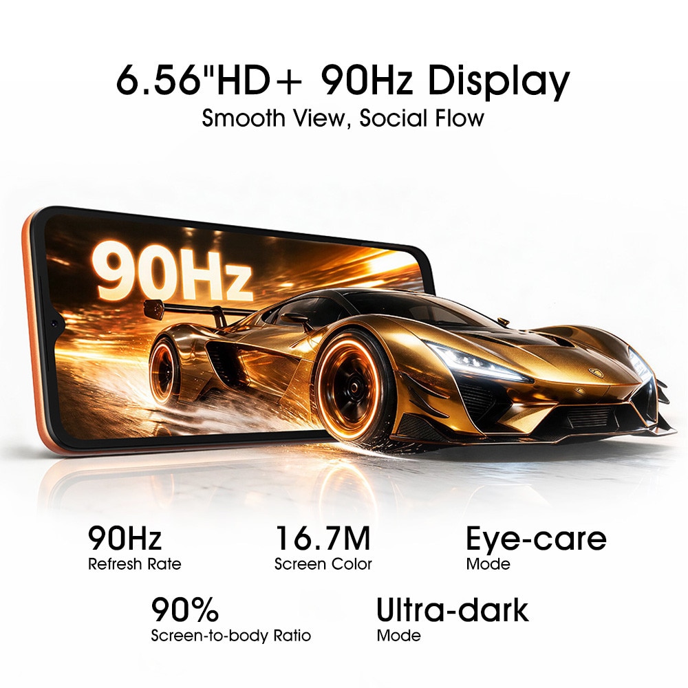 Telefon DOOGEE Note57 Lite Android 16, 6,56 inch 90Hz, 3GB+9GB Memorie Extensibila, 32GB ROM, Camera 13MP, Baterie 6150mAh, Telefon Mobil Dual SIM Deblocat, Face ID, Jack 3.5mm, Argintiu