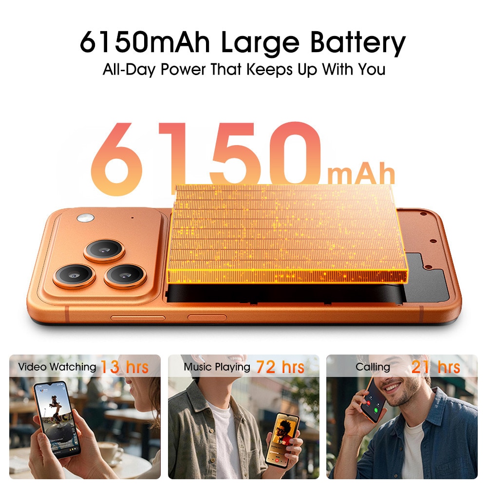 Telefon DOOGEE Note57 Lite Android 16, 6,56 inch 90Hz, 3GB+9GB Memorie Extensibila, 32GB ROM, Camera 13MP, Baterie 6150mAh, Telefon Mobil Dual SIM Deblocat, Face ID, Jack 3.5mm, Argintiu
