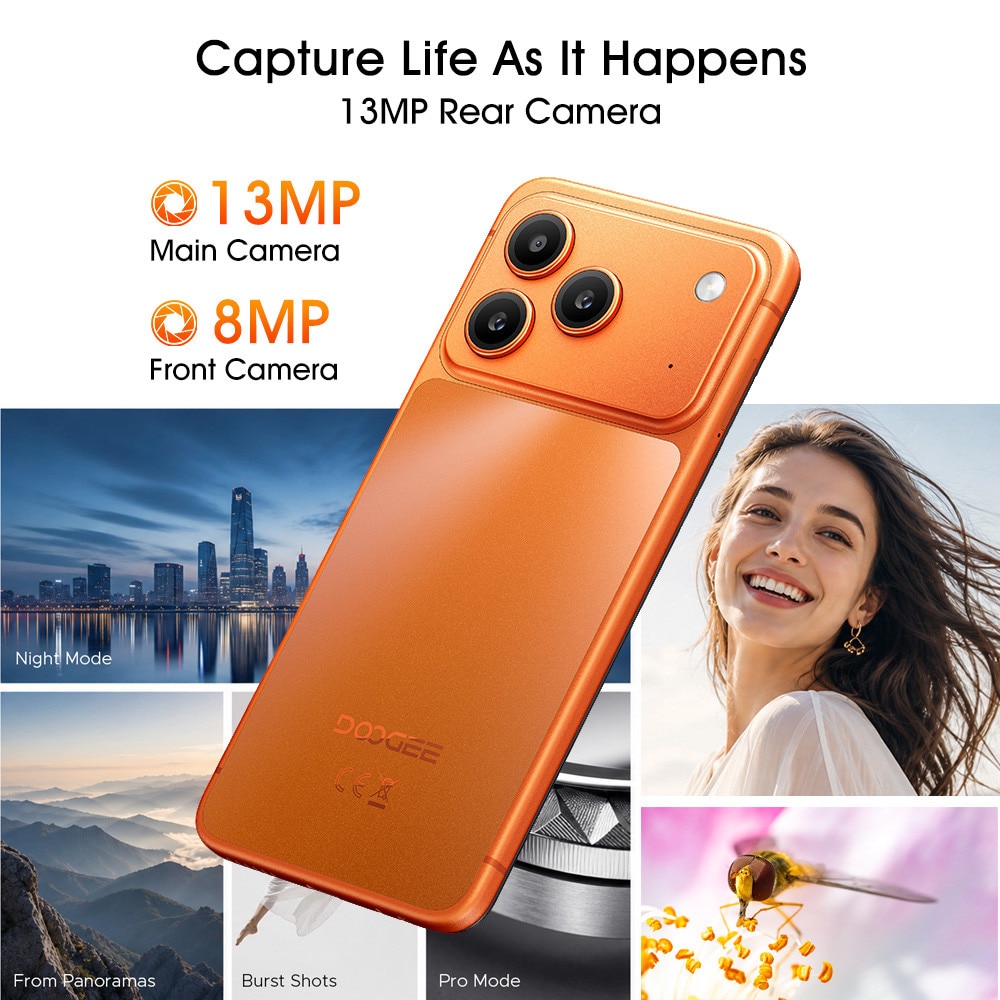 Telefon DOOGEE Note57 Lite Android 16, 6,56 inch 90Hz, 3GB+9GB Memorie Extensibila, 32GB ROM, Camera 13MP, Baterie 6150mAh, Telefon Mobil Dual SIM Deblocat, Face ID, Jack 3.5mm, Argintiu