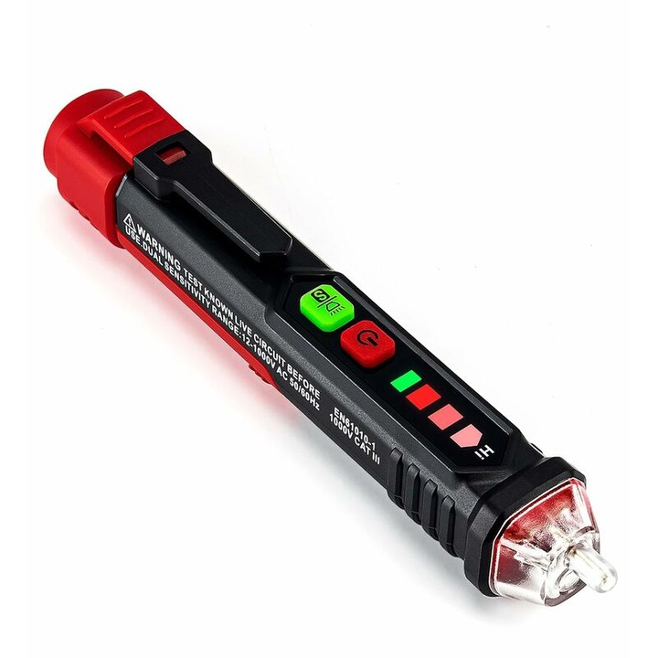 Tester de tensiune AC fără contact, Xoethralix, alarmă sonoră și vizuală, lanternă LED, 1 bucată