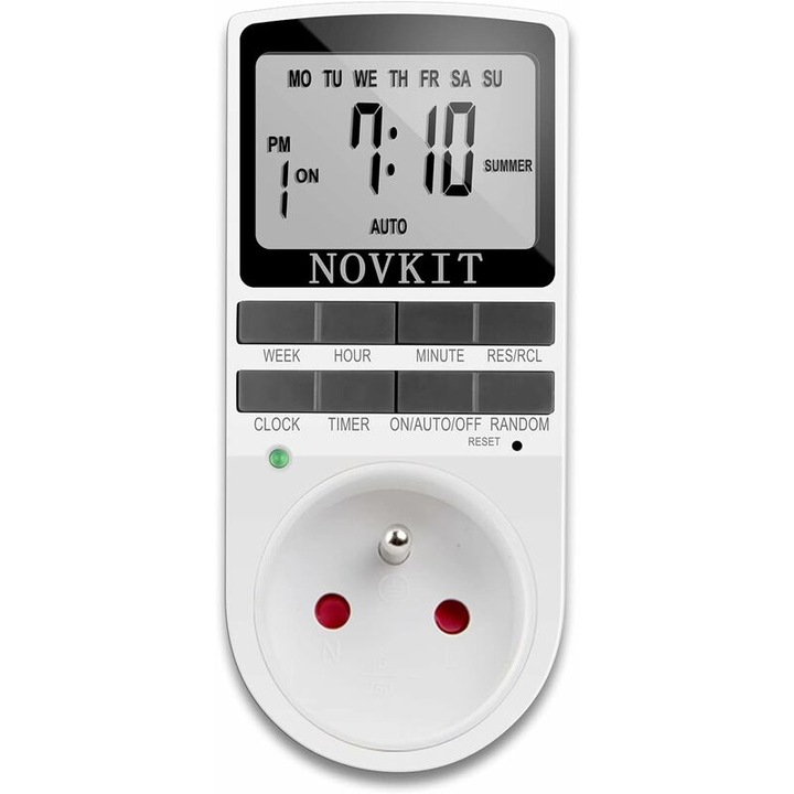 Priză temporizator digital Xoethralix, ecran mare, programare săptămânală, antifurt, 1 bucata