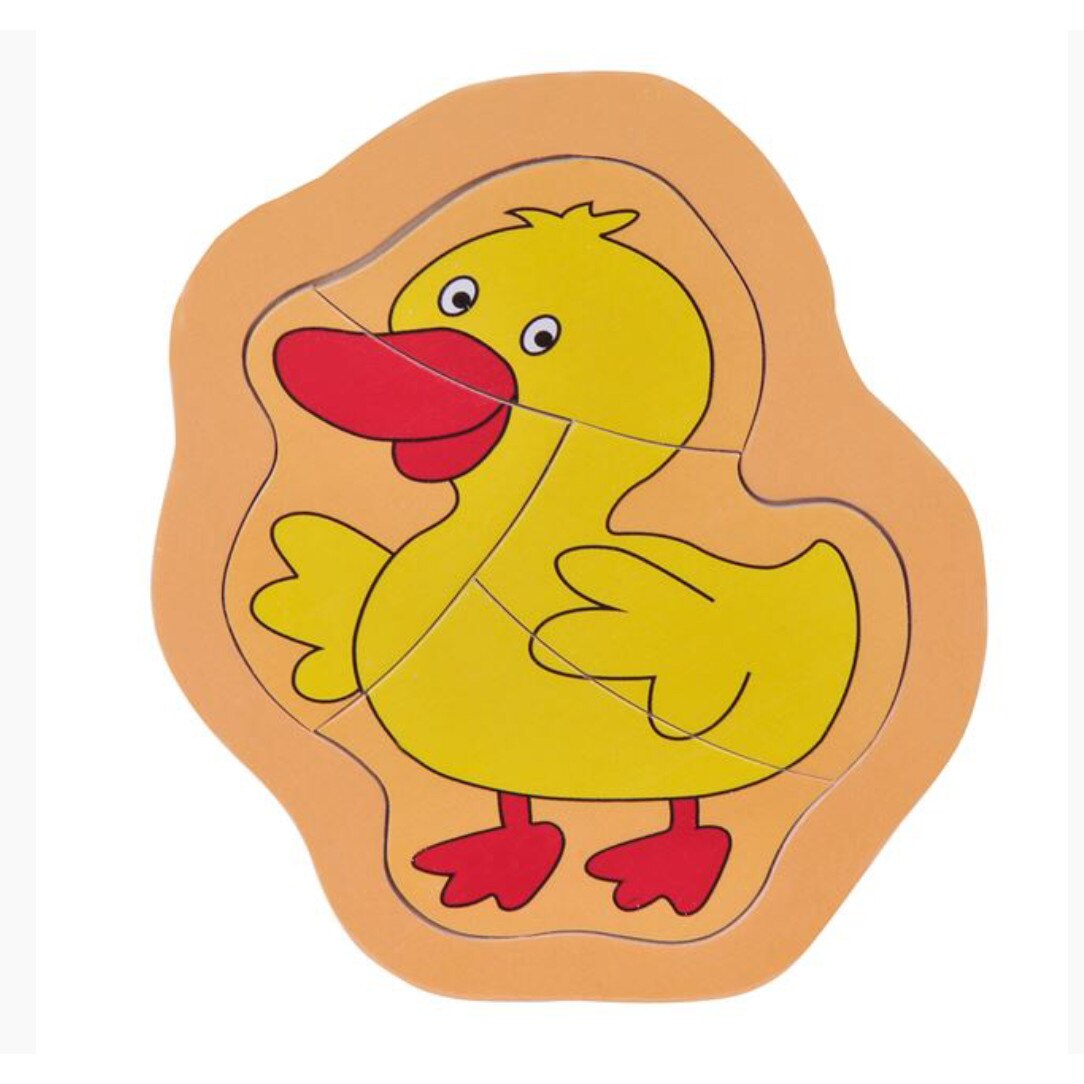 Puzzle incastru lemn Ratusca, 4 piese, 3 ani+