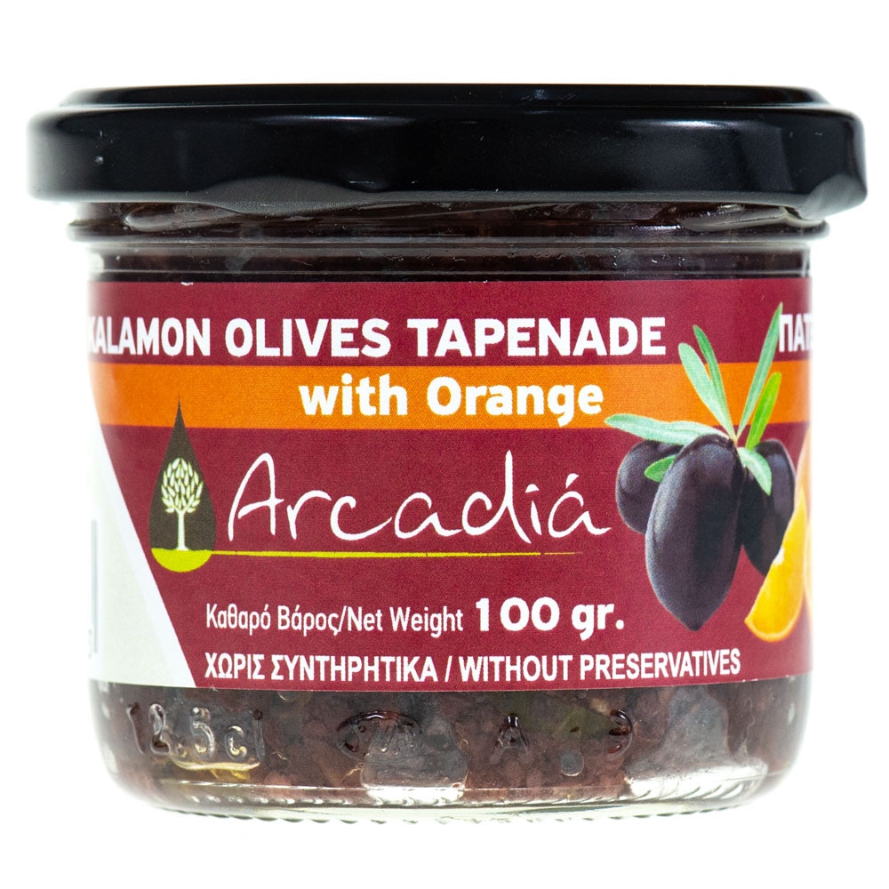 Pasta de masline Kalamata cu portocale, Arcadia, gust proaspat de citrice, vegan, 100 g