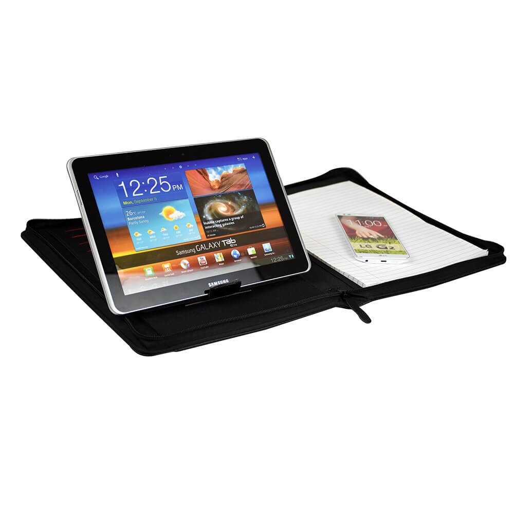 Mapa conferinta A4, cu suport tableta si fermoar, MONOLITH 2945, neagra