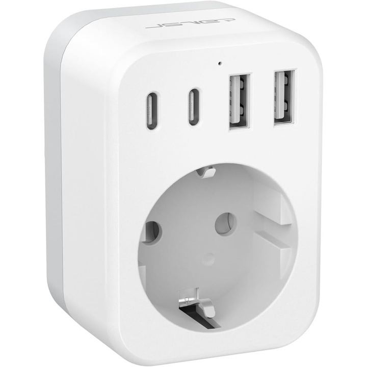 Adaptor Calatorie 5-in-1 Africa de Sud: 1 AC, 2 USB-C, 2 USB-A