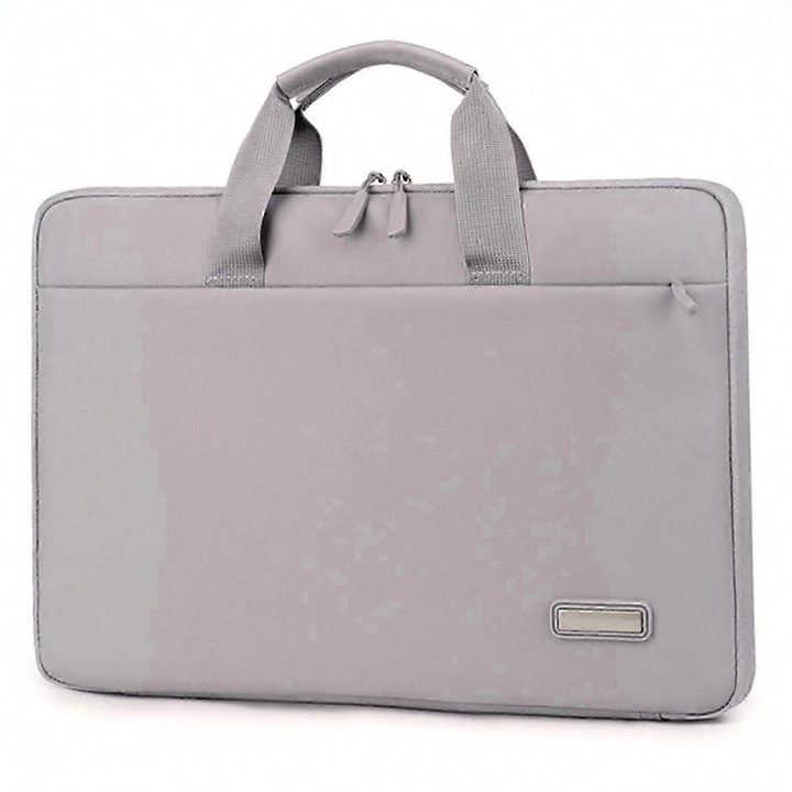 Чанта за лаптоп от водоотблъскващ материал, тънка, отваряне на 180°, преден джоб и дръжки, модел CJ-EM-K0204-20260821-739, светлосив, 13–13,3 инча