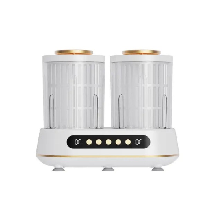 Masina de spalat twin tub portabil CN-k0504-260821-814, doua cuve independente 2L, capacitate 4L, centrifugare 86%, ciclu automat 5 min, ABS+PP, alb cu detalii aurii, 30.8 x 16.3 x 25 cm