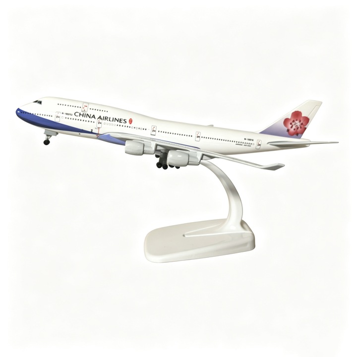 Model avion China Airlines Boeing 747, scara 1:300, 20 cm, cu roti si suport, cod PLKP-k0587-260821-895