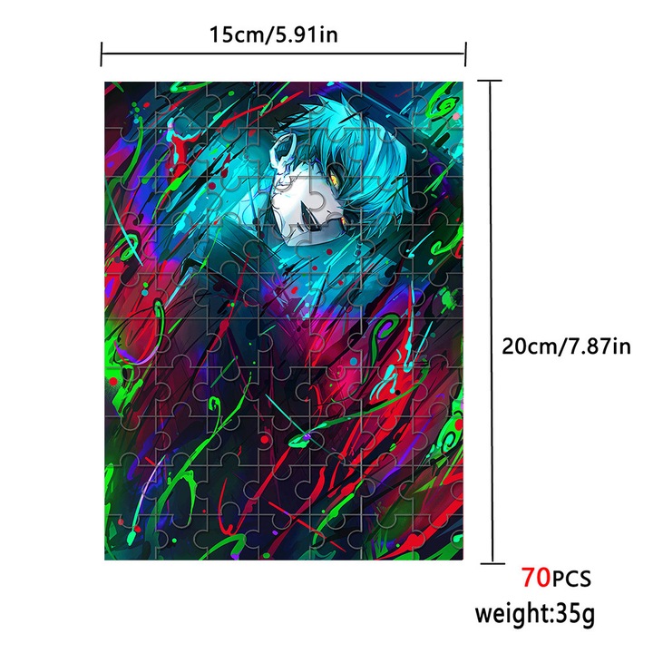 Puzzle 70 piese PLKP-k0587-260821-837, ilustratie Neon psychedelic wave, multicolor, 15 x 20 cm, jucarie educativa pentru prescolari