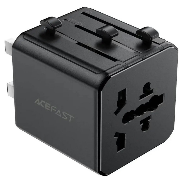 Adaptor pentru Priza EU, UK, US, AU, 2500W - Acefast (Z11) - Black