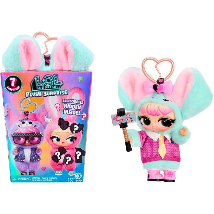 Jucarie−breloc de plus papusa L.O.L. Surprise! Seria Plush Surprise, Puppy Tart, Blind Box