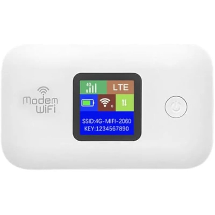 Router portabil 4G K0579-CJ-260821-145, deblocat 4G LTE, viteza pana la 150 Mbps, slot SIM, pana la 10 dispozitive, 2.4 GHz, alb