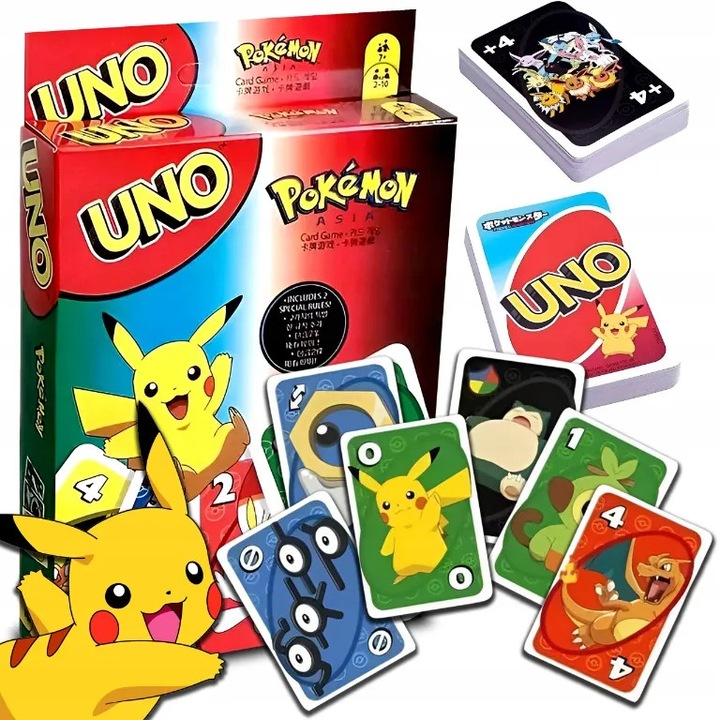 UNO Pokemon kártyajáték, Pan i Pani Gadżet, 112 kártya, 2-10 játékos részére, 7+ év