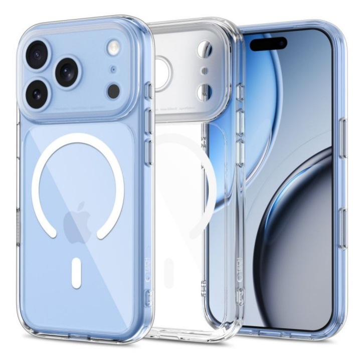 Husa Compatibila Cu iPhone 18 PRO MAX, Tech Magpeak, Magsafe, Protectie La Camere, Transparenta