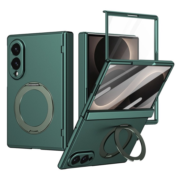 Husa pentru Samsung Galaxy Z Fold 8, DaDen MagRing, Protectie completa 360°, Inel rotativ tip stativ, Protectie ecran, MagSafe, Incarcare wireless, Protectie balama, Verde