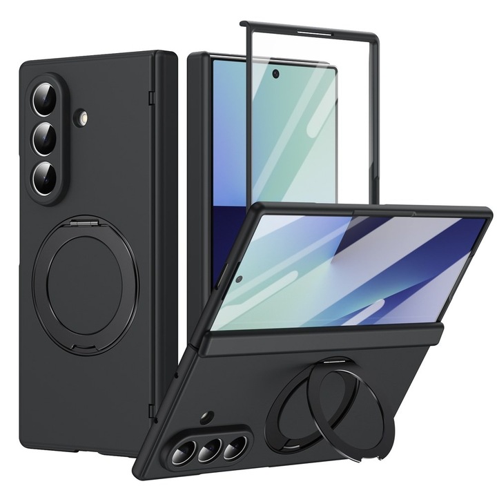 Husa pentru Samsung Galaxy Z Fold 8 Ultra, DaDen MagRing, Protectie completa 360°, Inel rotativ tip stativ, Protectie ecran, MagSafe, Incarcare wireless, Protectie balama, Negru