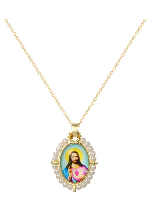 Iisus Medál Nyaklánc PM-41179 - Arany / Fehér / Típus4