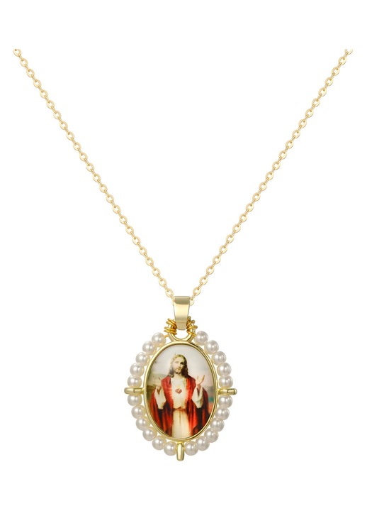 Iisus Medál Nyaklánc PM-41178 - Arany / Fehér / Típus3