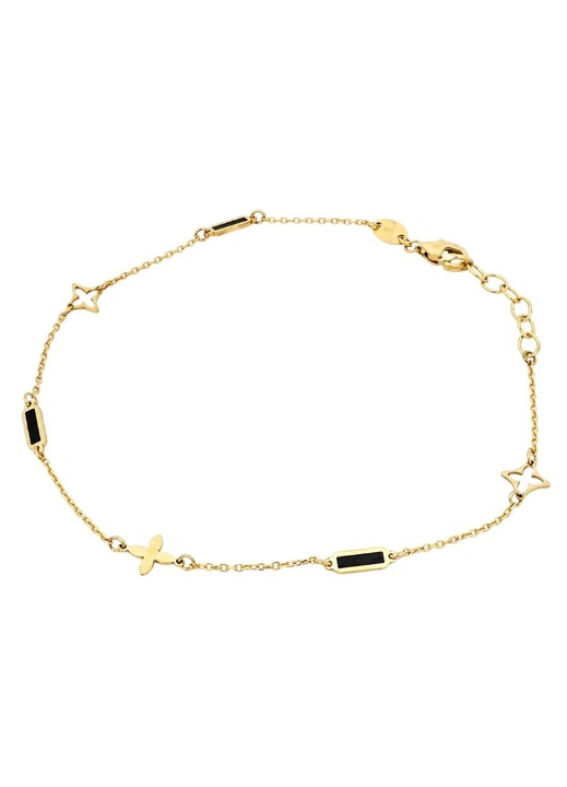 Bratara Aur 14 K dama cruciulite si insertii negre